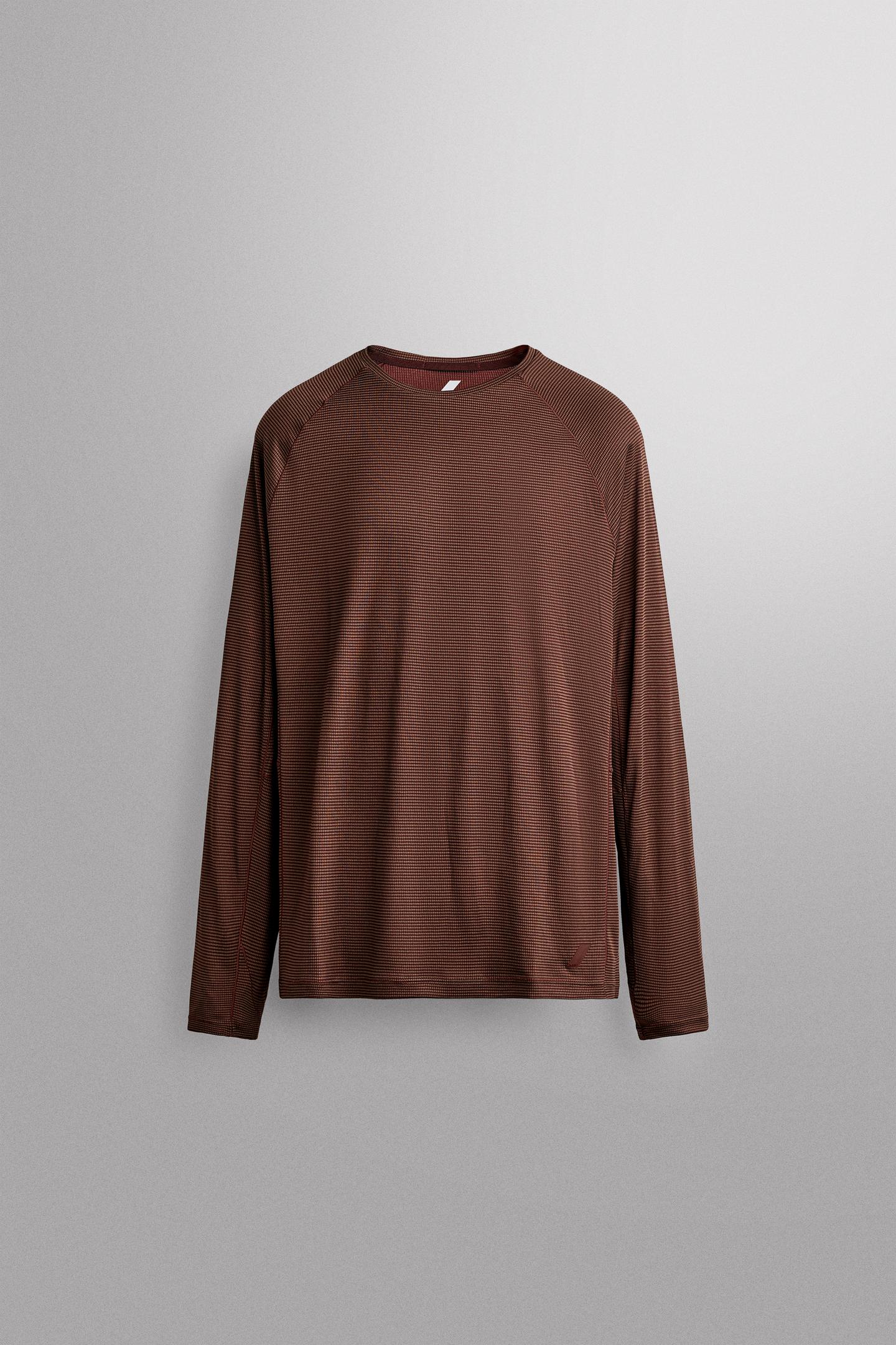Мужская футболка Zara Textured Technical, цвет: Коричневый — фото 6