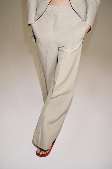 ZW COLLECTION STRIPED TROUSERS - Sand / Marl by Zara - Image 1