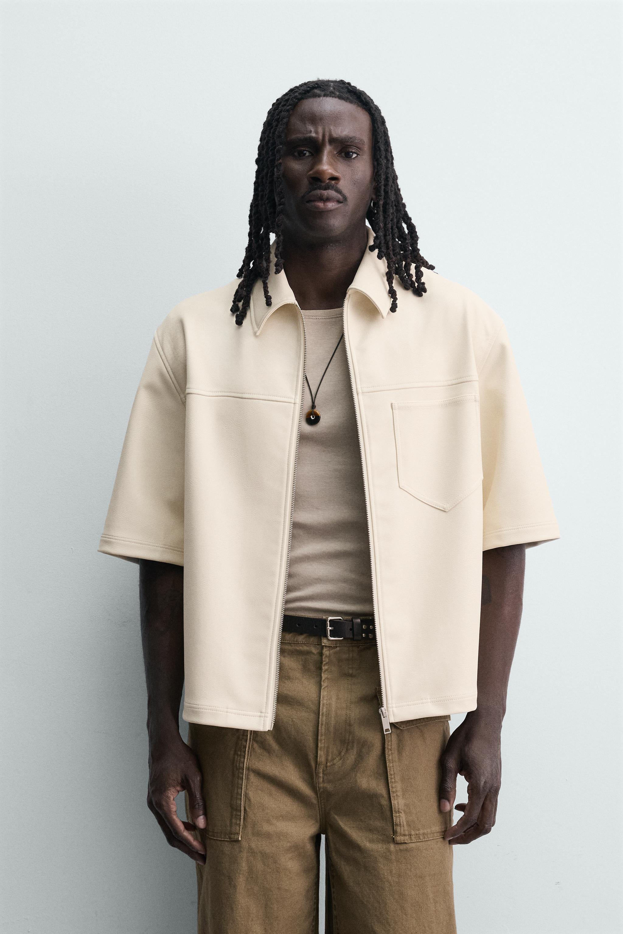 Zara FAUX LEATHER RELAXED FIT OVERSHIRT — фото 2