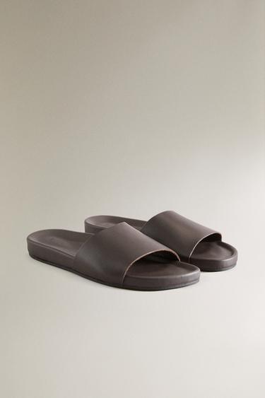 MULE EN CUIR - Marron de Zara - Image 1