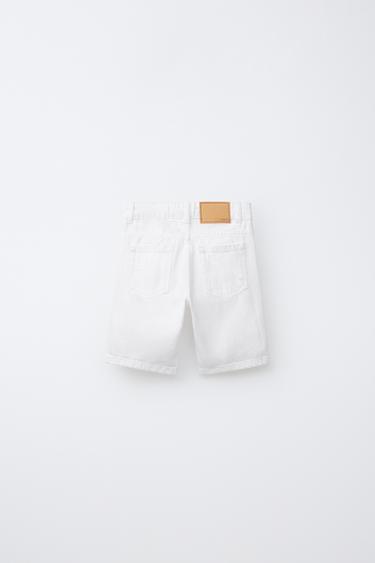 RIPPED STRAIGHT DENIM BERMUDA SHORTS - White by Zara - Image 1
