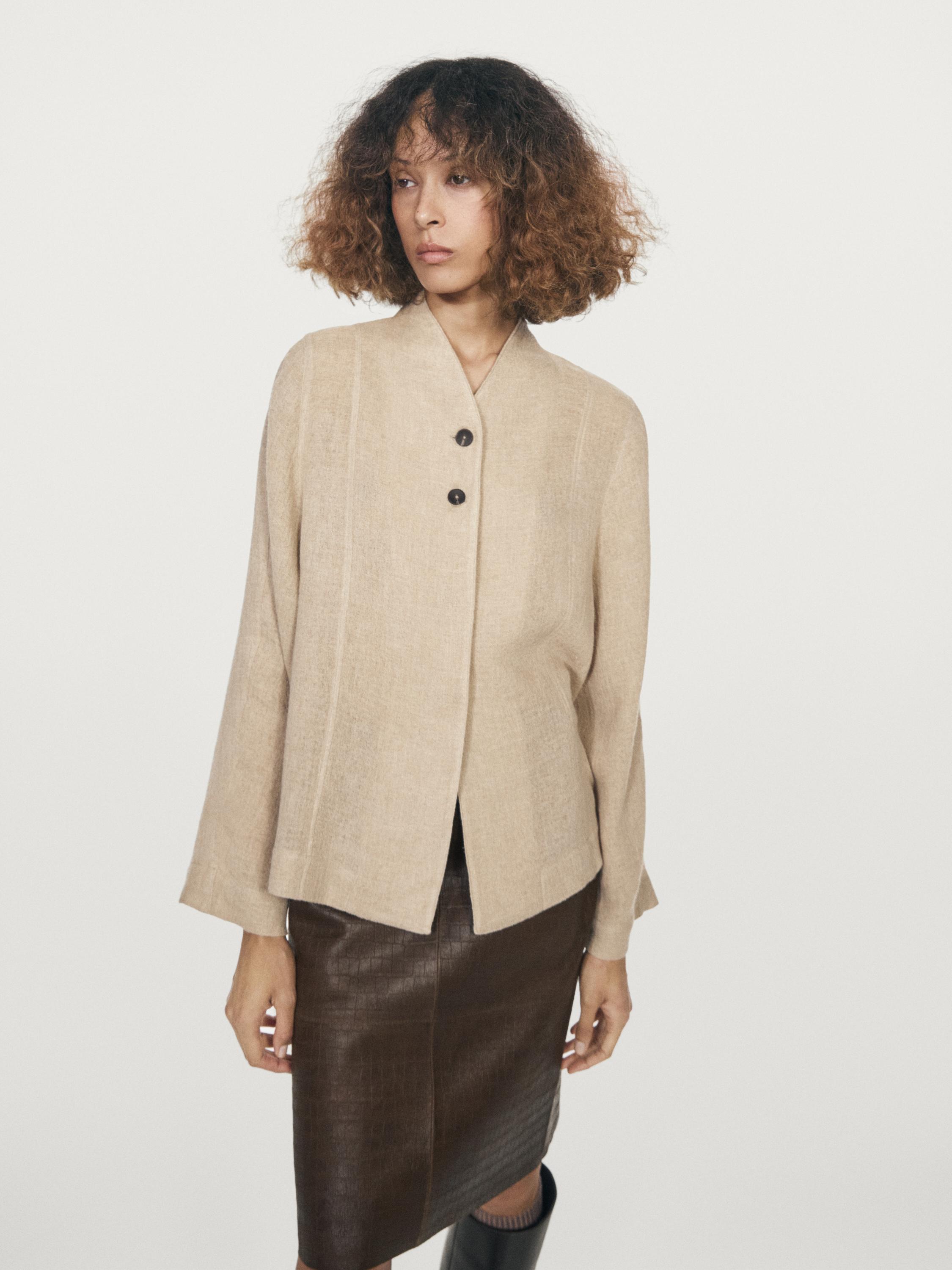 Surchemise à boutons visibles en laine