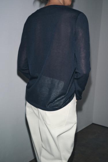 PLAIN KNIT SWEATER - Navy blue by Zara - Image 2