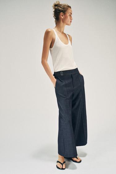 JUPE-CULOTTE À PASSANT - Bleu / Indigo de Zara - Image 1
