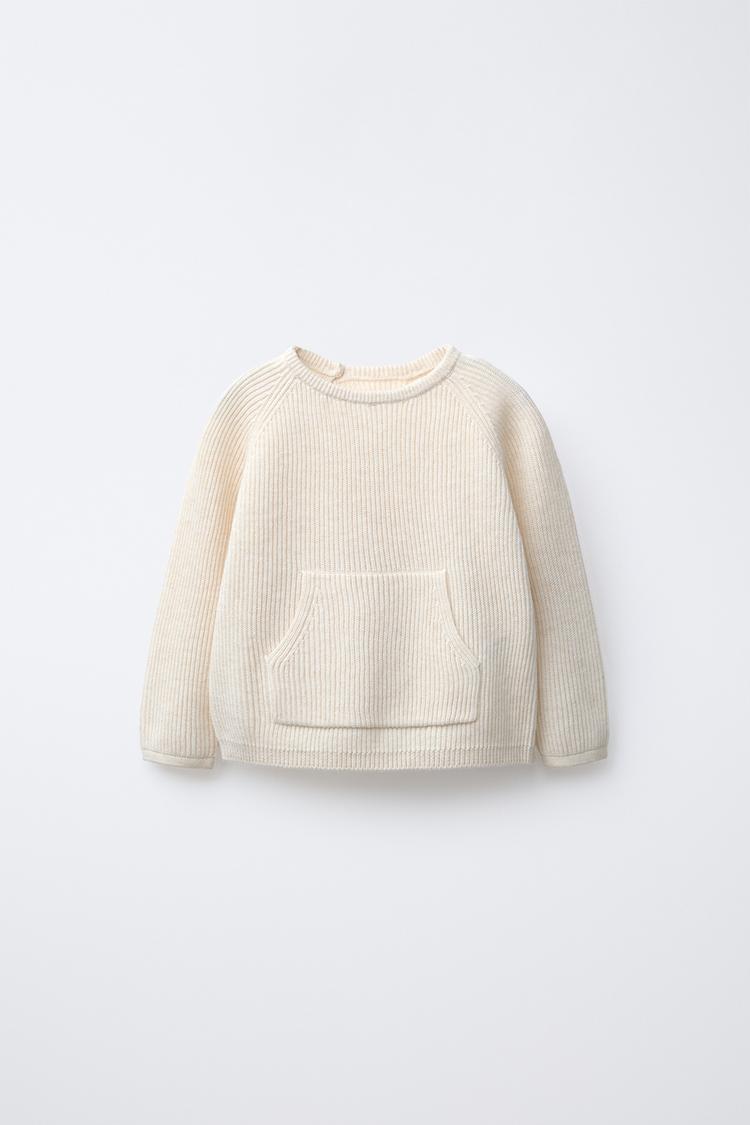 Knit Jumper Zara Crew Neck Jumper SOFT BASIC KNIT SWEATER Ecru