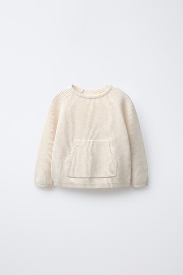 KNIT SWEATER WITH POCKET - Light beige by Zara