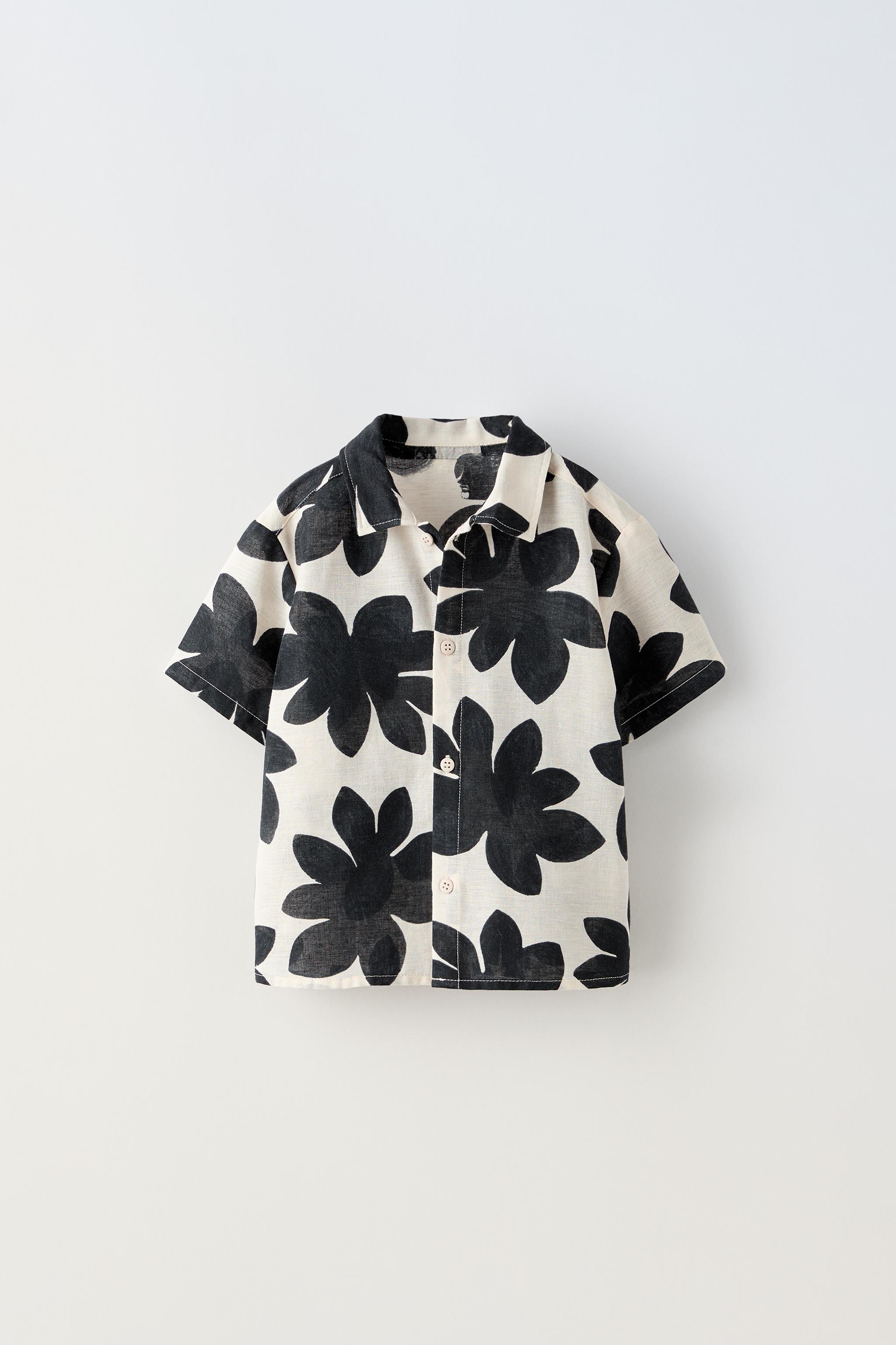 CAMISA ESTAMPADO FLORES Negro Blanco ZARA Chile