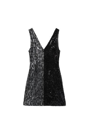 CONTRAST SEQUINNED DRESS