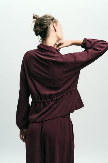 DRAWSTRING SAFARI JACKET - Burgundy by Zara - Image 4