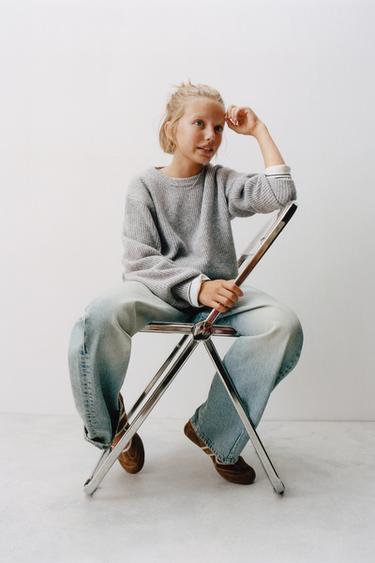 RIBBED KNIT SWEATER - Pearl grey by Zara
