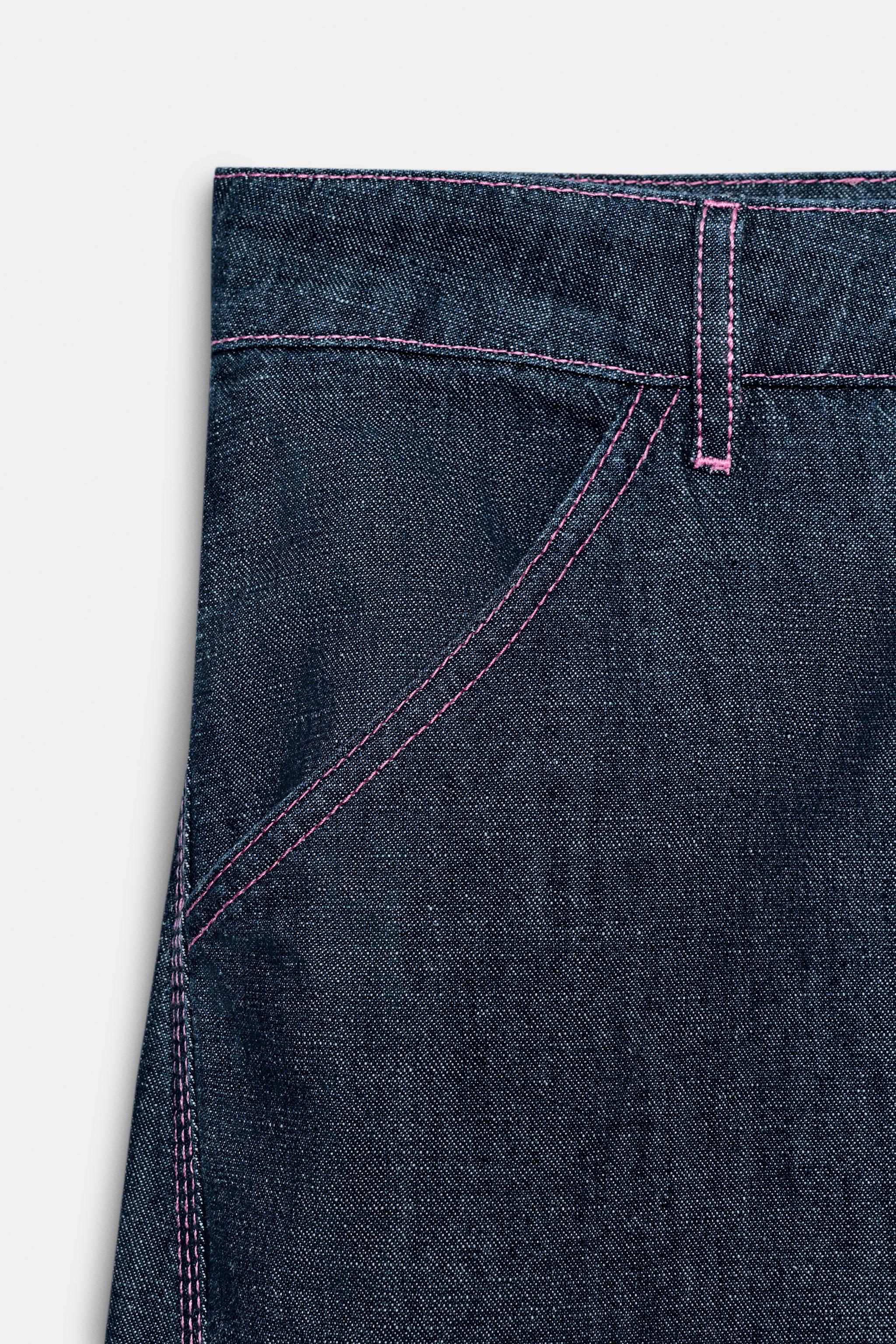 Zara KETEN KARIŞIMLI BARREL PANTOLON görsel 8