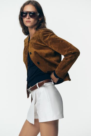JUPE-CULOTTE CROISÉE CEINTURE - Blanc cassé de Zara - Image 3
