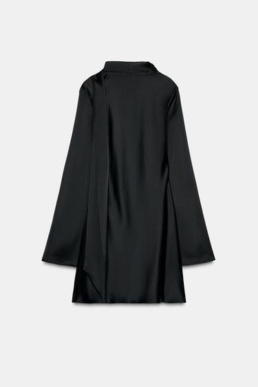 SATIN DRESS WITH FOULARD - Black by Zara - Image 1