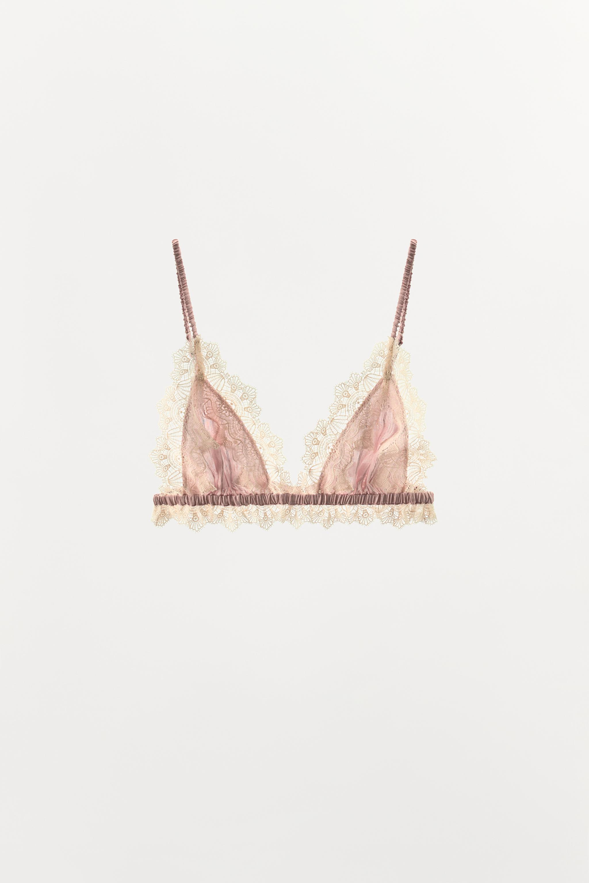 STRIPED LACE BRA