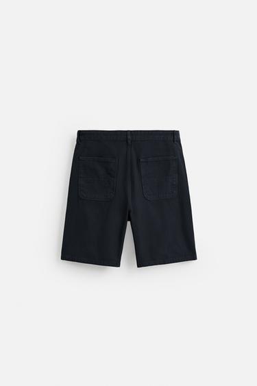 FADED CANVAS BERMUDA SHORTS - Navy blue by Zara - Image 6