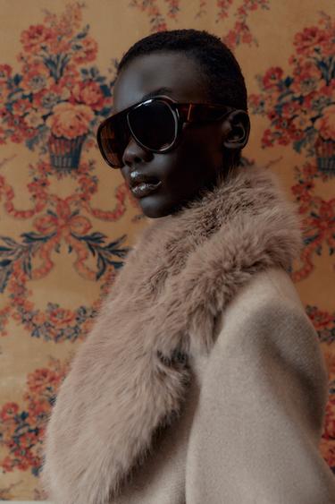 WOOL COAT WITH FAUX FUR LAPEL AND BELT - Light mink by Zara - Image 5