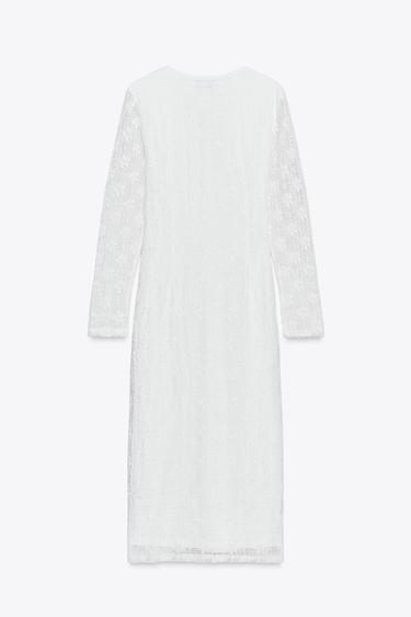 ROBE MIDI CROCHET - Blanc de Zara - Image 6