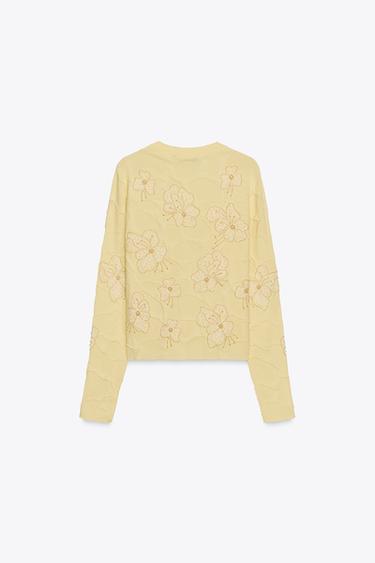 GILET EN MAILLE FANTAISIE - Jaune clair de Zara - Image 5