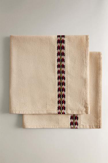 Zaras SERVETTER MED GEOMETRISKT BRODERI (2-PACK) - Blå - Bild 0