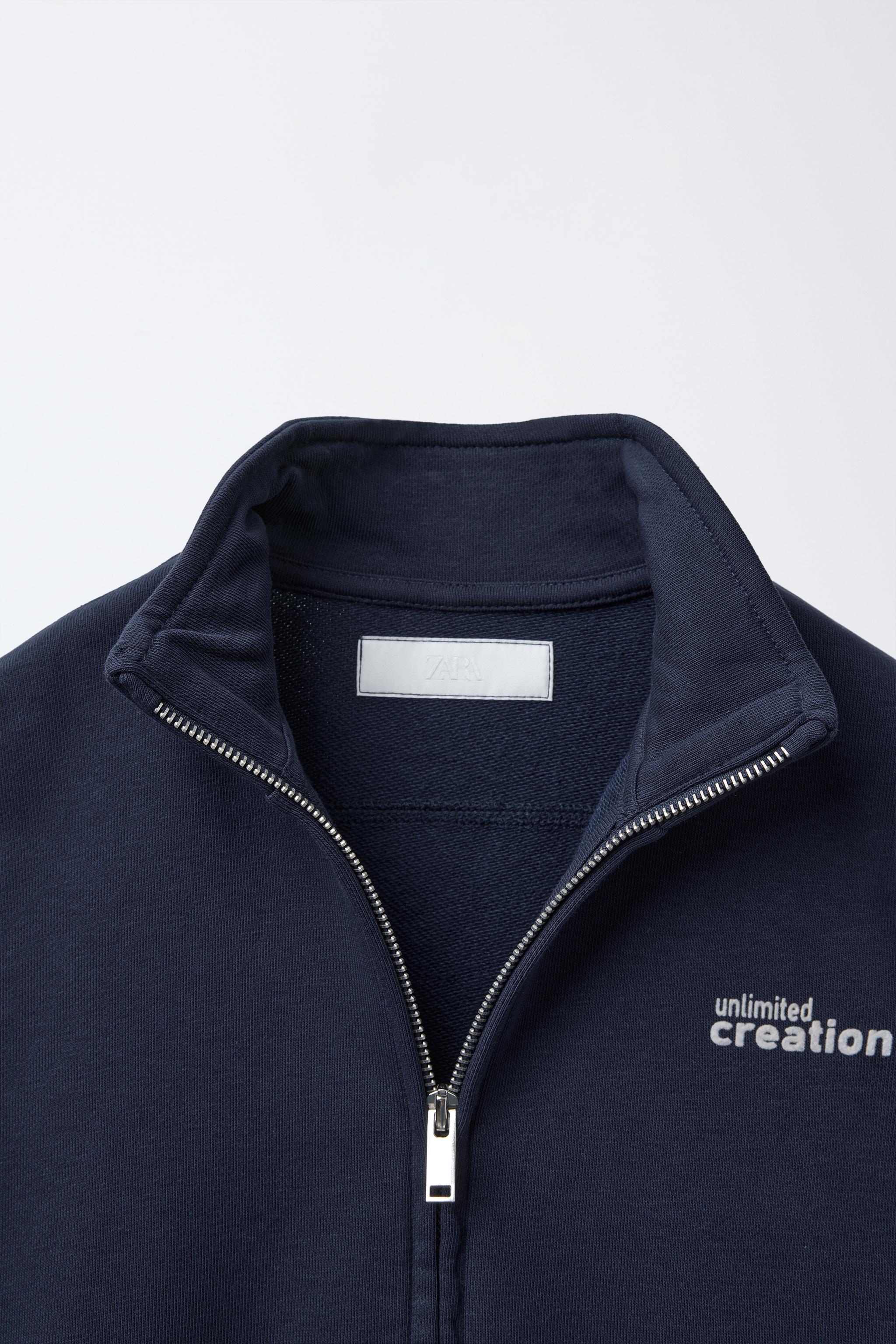 ZIP SWEATSHIRT AND LABEL BERMUDA SET - Navy blue | ZARA