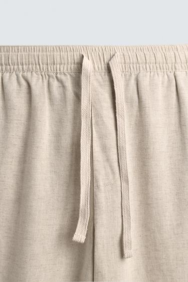 RELAXED FIT COTTON-LINEN TROUSERS - Light beige by Zara - Image 7