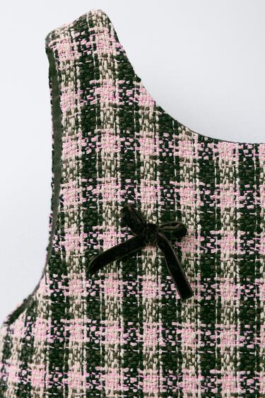 ROBE-SALOPETTE À CARREAUX ET NŒUDS EN VELOURS - Rose de Zara - Image 2