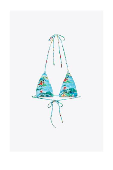 TOP BIKINI ESTAMPADO TROPICAL - Azul de Zara