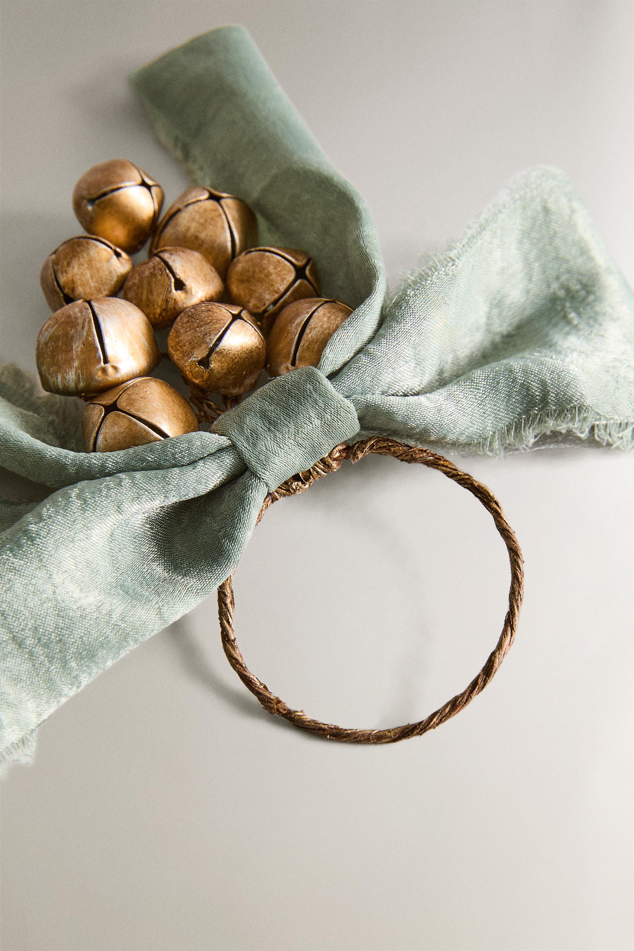 SET OF CHRISTMAS SLEIGH BELL NAPKIN RINGS (SET OF 2)