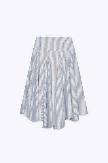 JUPE MIDI RAYURES - Gris bleu de Zara - Image 5