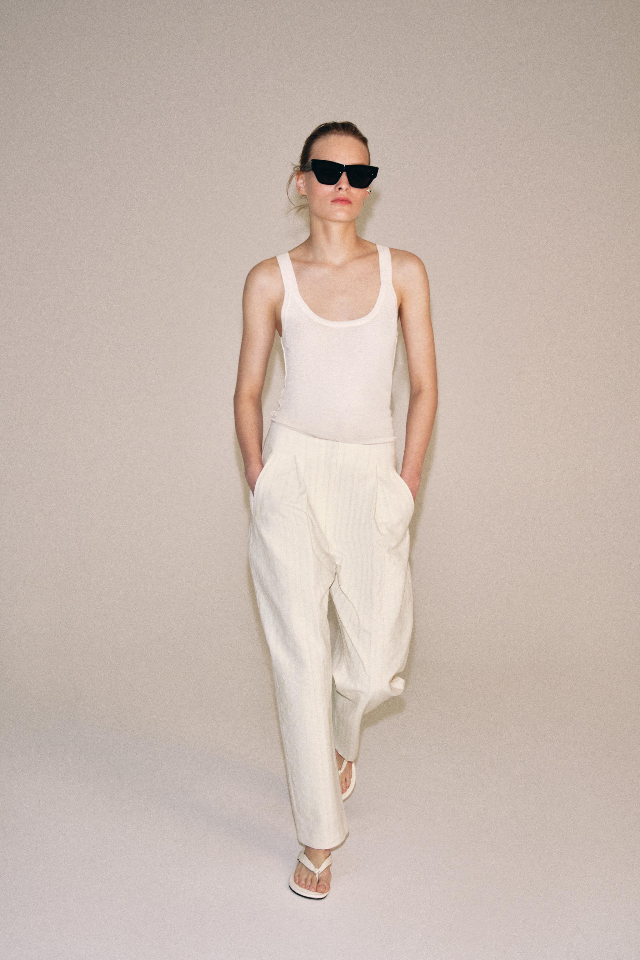 Женские брюки Zara ZW COLLECTION STRIPED BARREL PANTS — фото 3