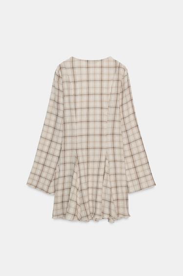 CHECKED SHORT DRESS - Ecru / Beige by Zara - Image 5