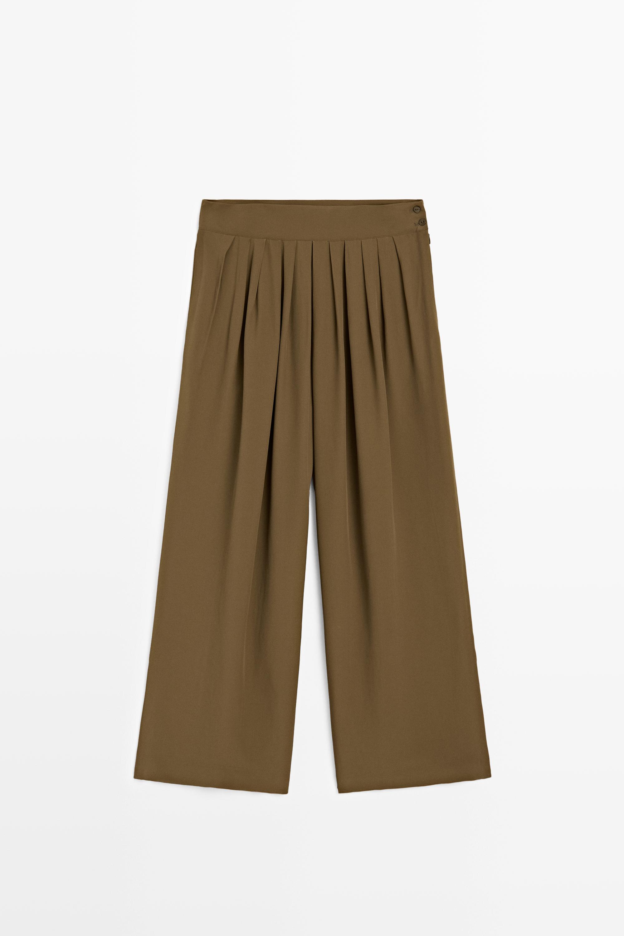Total look flowing trousers with box pleats — Mint Green