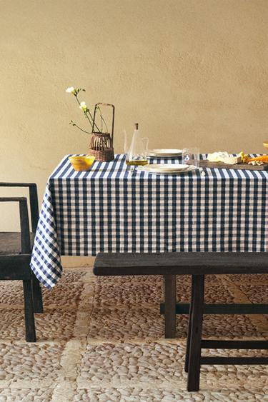 Zara GINGHAM CHECK TABLECLOTH - Blue