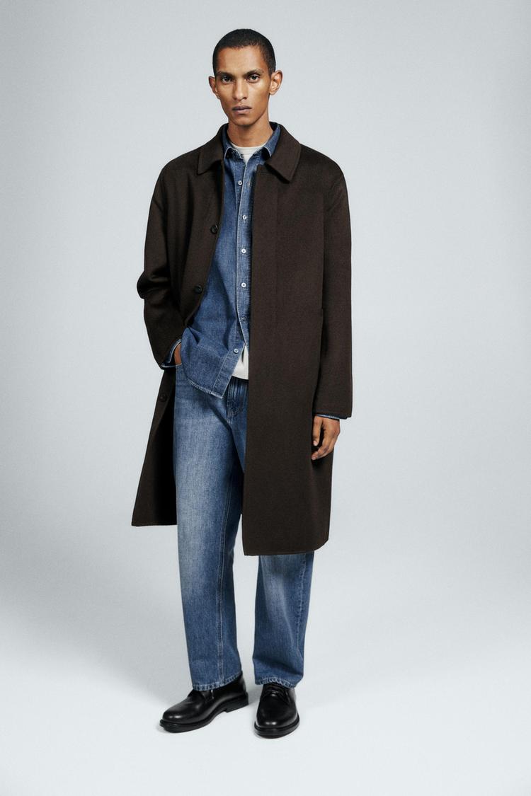 100% double-faced cashmere coat — Brown