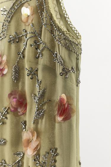 LIMITED EDITION BEAD AND SEQUIN DRESS - Olive green by Zara - Image 4