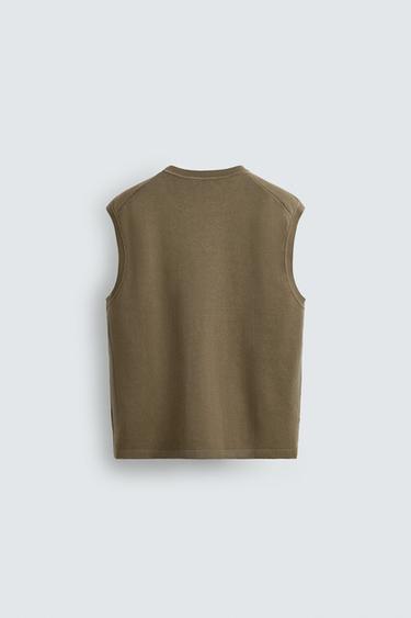 KNITTED TEXTURED VEST - Olive green by Zara - Image 6