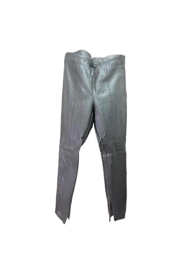 FLAUX BACK LEATHER LEGGINGS. ZIPPER HIDDEN.