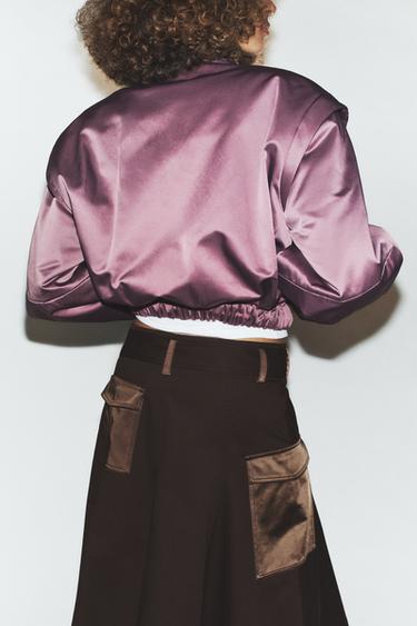 VESTE REMBOURRÉE ÉPAULES MARQUÉES - Lilas de Zara - Image 3
