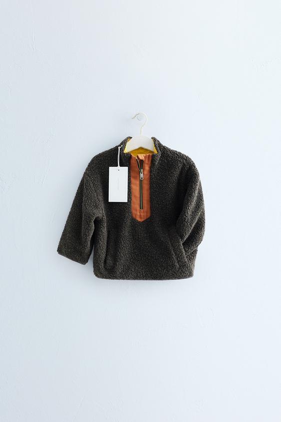Zaras ZARA TIMELESS - TEDDYTRÖJA MED YLLE - Brun/prick - Bild 0