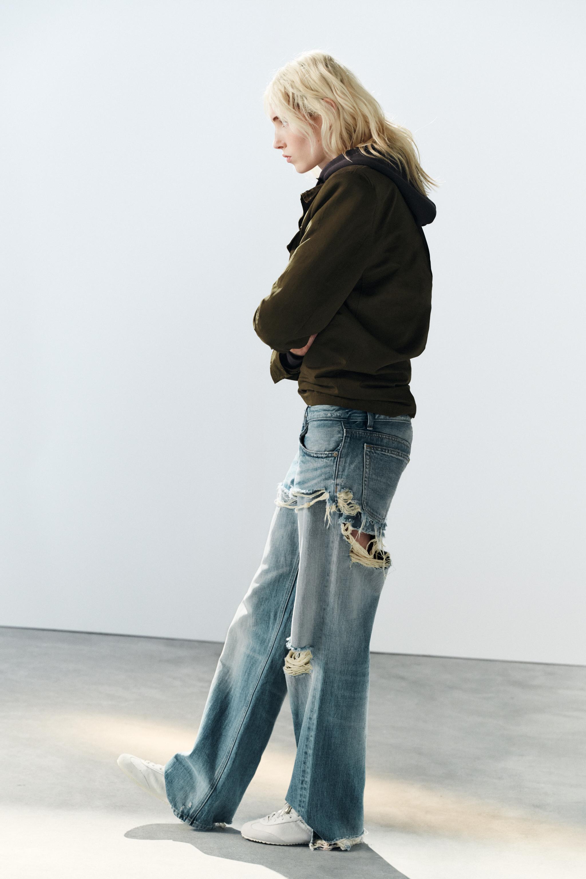 TRF LOW-RISE STRAIGHT JEANS WITH DOUBLE-LAYER EFFECT