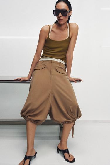 ZW COLLECTION LONG FLOWING BERMUDA SHORTS - Mid-camel by Zara