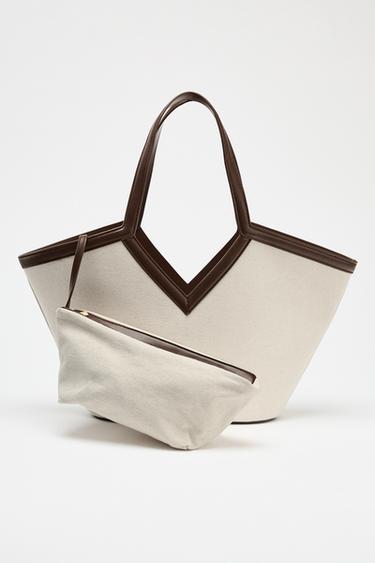 SAC SHOPPER COUPE CANVAS - Écru de Zara - Image 3