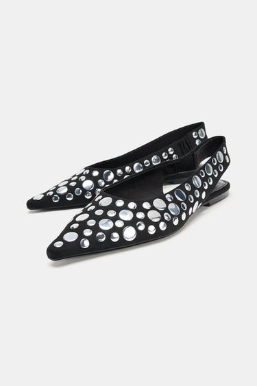 STUDDED SLINGBACK BALLET FLATS - Black by Zara - Image 2
