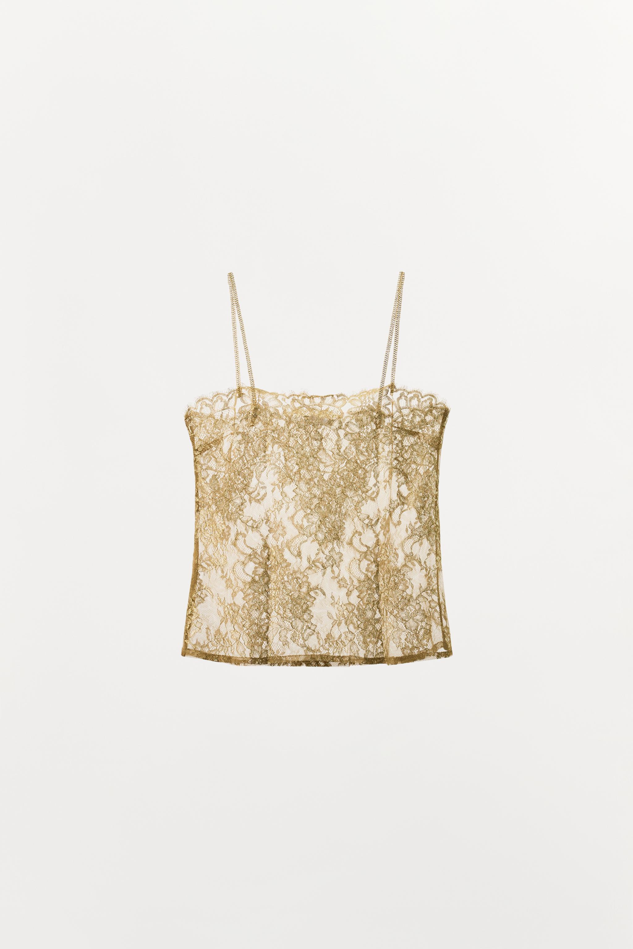 METALLIC THREAD LACE TOP