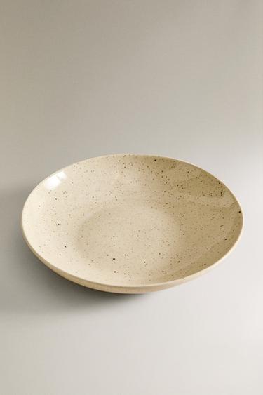 DOTTED STONEWARE SOUP PLATE - Beige by Zara - Image 1