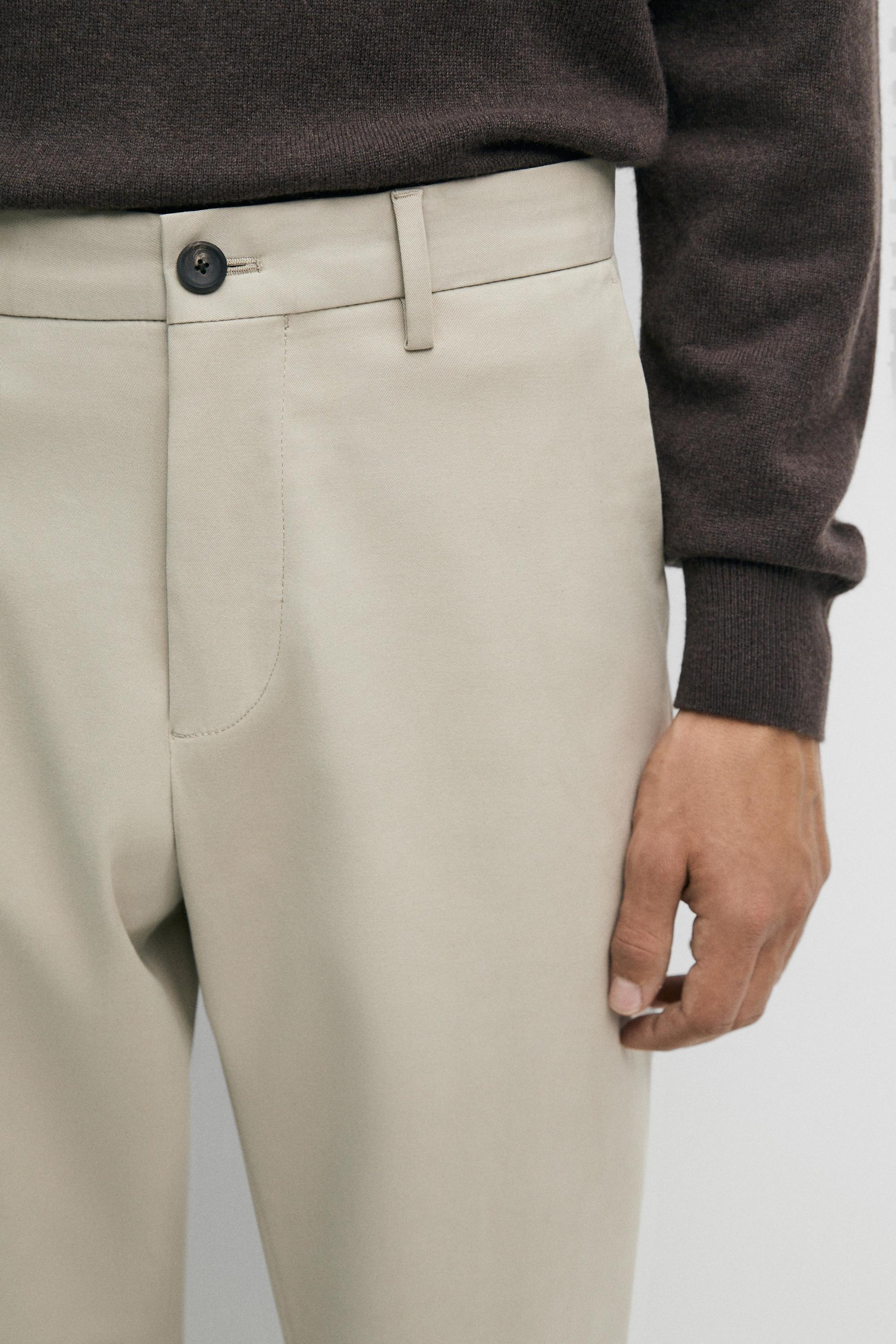 Cotton blend slim fit pants