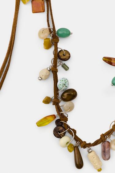 COLLIER MULTIPOSITION LACET PIERRES - Marron de Zara - Image 3