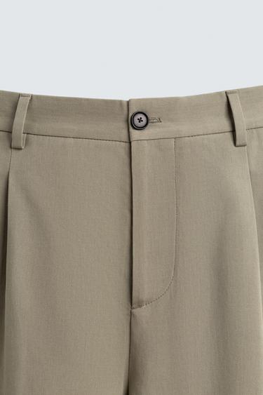 PANTALON STRAIGHT FIT À PLIS - Kaki clair de Zara - Image 8