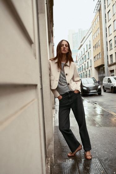 Zara Z.02 STRAIGHT HIGH WAIST ANKLE JEANS - Black