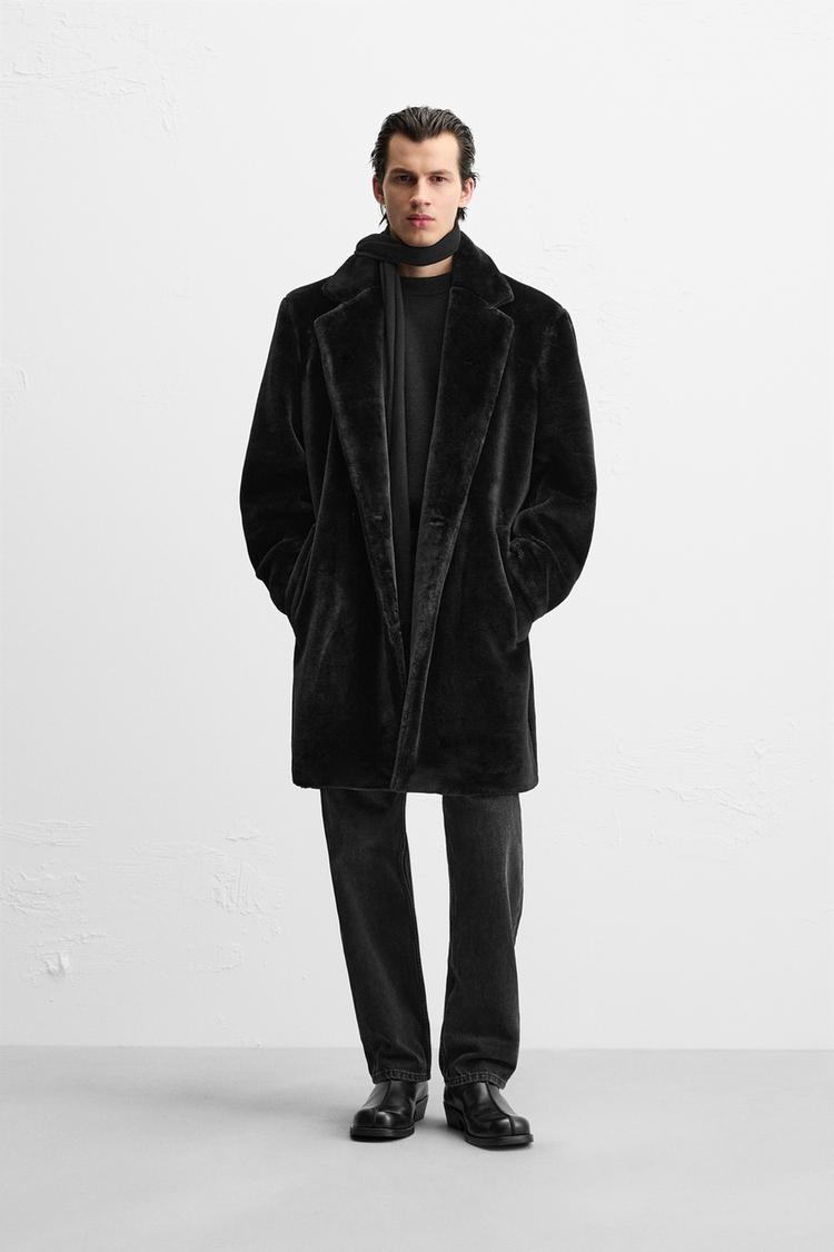 フェイクファー コート - ブラック | ZARA Japan / 日本